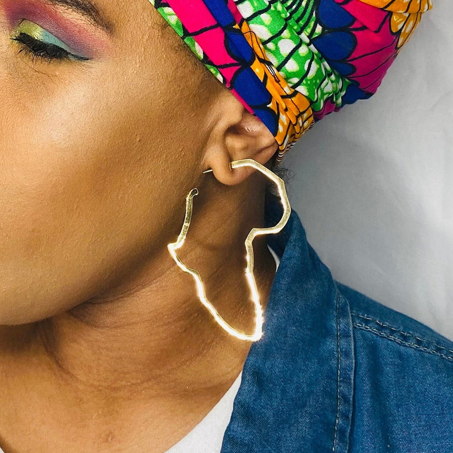 African Gold Stainless Steel Hoop Earrings Africa Earring - Etsy