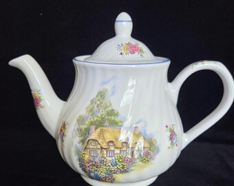 Arthur Wood Cottage Teapot, Hand-Painted English Floral Ceramic Gifts