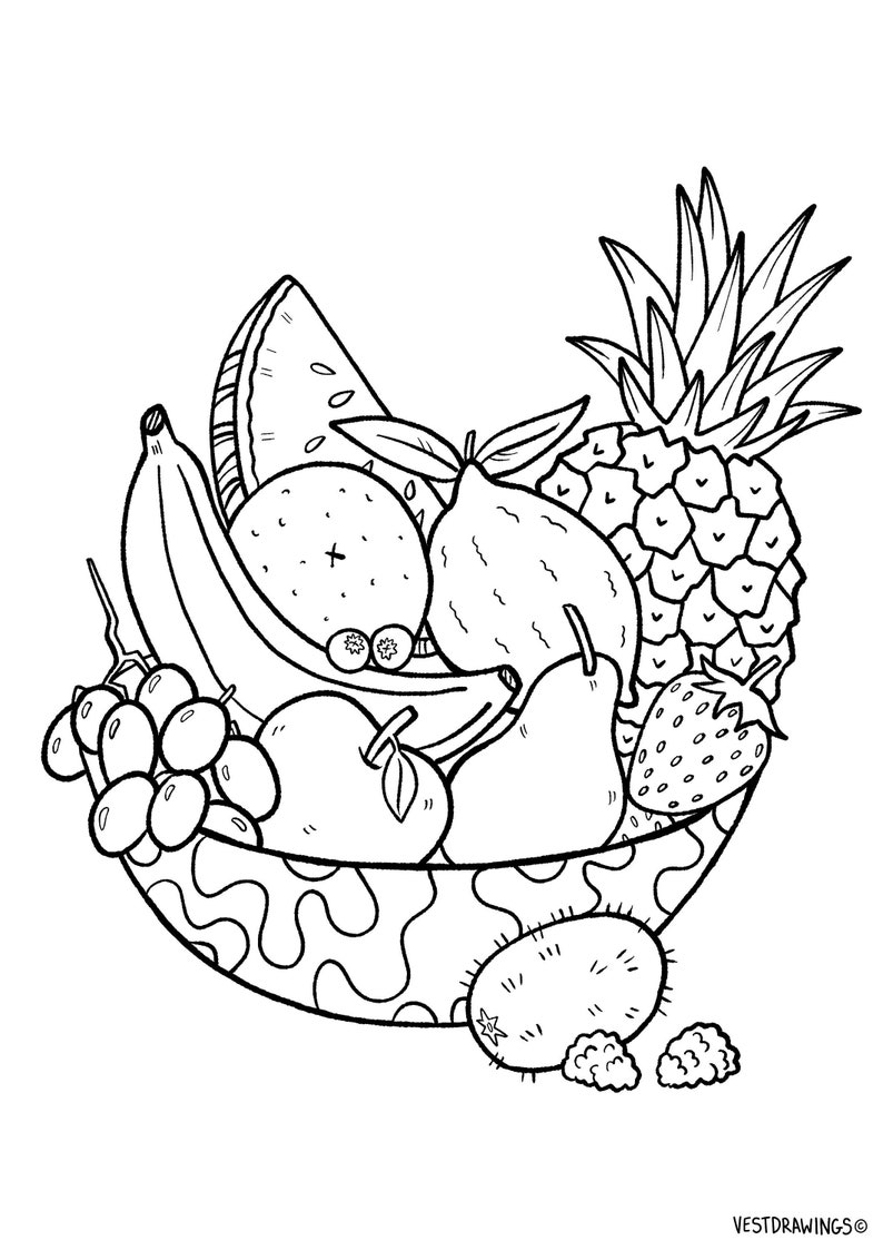 Window Color Obst Obstschale zum Ausmalen zum Ausmalen zum Ausmalen. Malseite - Etsy.de