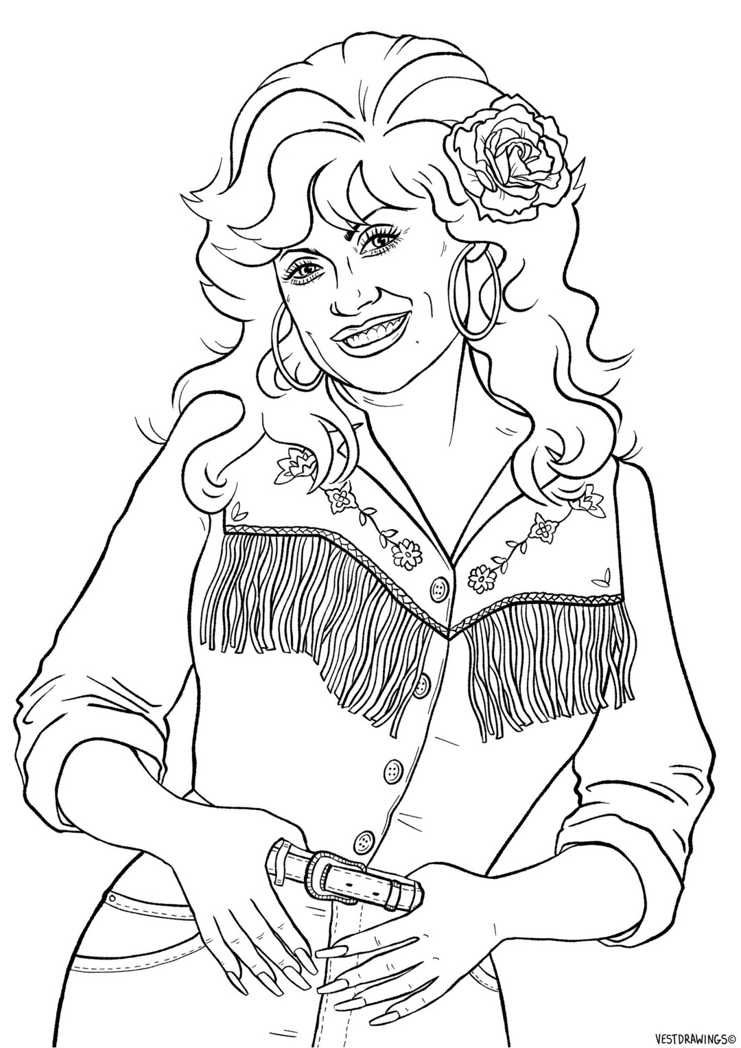 Dolly Parton Colouring Page/illustration. Digital Download Etsy