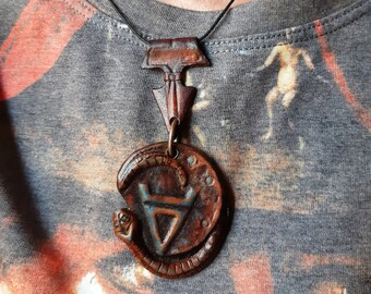 Leather Slavic Veles Pendant / Slavic Leather Necklace / Leather Veles Pendant / Leather Slavic Jewelry