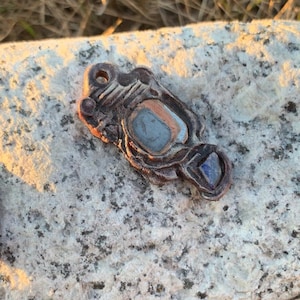 Leather Pendant with Stones / Stone Pendant / Leather Stone Amulet / Leather Necklace / Stone Necklace / Leather Jewelry / Leather Pendant