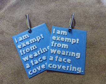 Face mask exempt badge, bright orange, disability, fobia, disabled fear of wearing a mask safety , precautions
