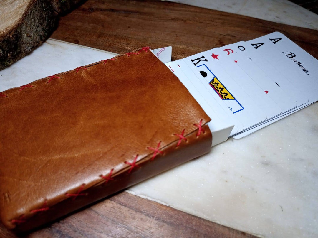 Leather Pack of Playing Cards With Leather Sleeve Unique Design ...