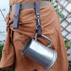 Leather cup/ mug strap  holder for belt  Cosplay Costumes  Larp Medieval Viking Belts Renaissance Faire