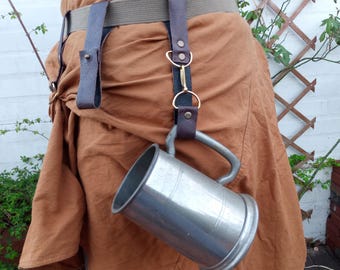 Leather cup/ mug strap  holder for belt  Cosplay Costumes  Larp Medieval Viking Belts Renaissance Faire