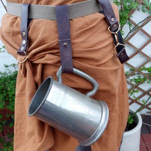 Leather cup/ mug holder strap for belt  Cosplay Costumes  Larp Medieval Viking Belts Renaissance Faire