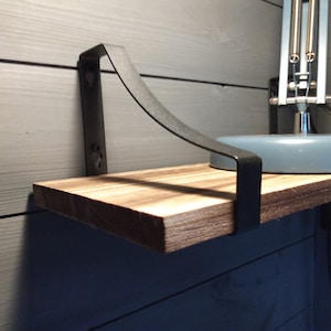 Solid wood shelving wood shelves retro vintage style with metal brackets kitchen shelf