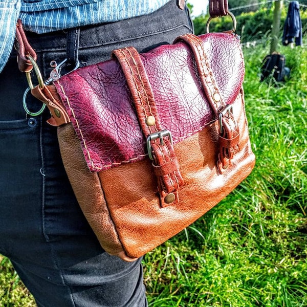 Red Leather Satchel Etsy