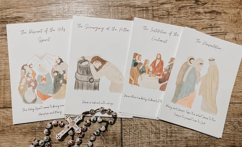 Complete Mysteries of the Rosary Card Set With Biblical Reflections ...