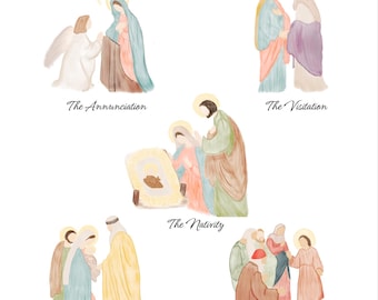 Mysteries of the Rosary Wall Art- DIGITAL DOWNLOAD