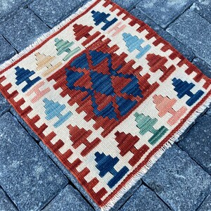 Vintage Small Turkish Kilim Rug, 1.2 x 1.2 ft, Door Mat Kilim Rug, Bohemian Home Decor Kilim Rug, 543