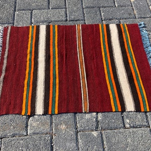 Small Kilim Rug, 2.4 x 1.6 Ft , Turkish Jute Kilim Rug , Handmade Kilim Rug, Turkish Kilim Rug, 415