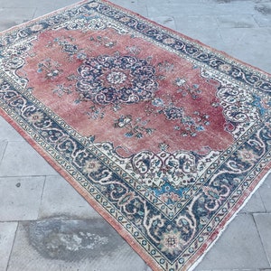 Türkischer Teppich, 9,3 x 6,2 ft, Oversize Teppich, Oushak Teppich, Wollteppich, Vintage handgemachter Teppich, Orientalischer Teppich, Wohnzimmer Teppich, Teppich, Teppich, 172