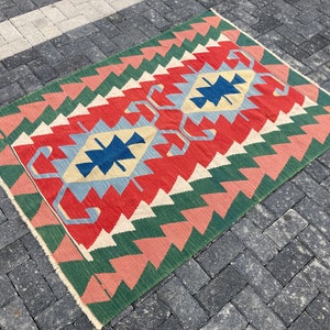 Anatolian Kilim Rug , 5.4 x 3.8 ft , Handwoven Kilim Rug , Vintage Turkish Kilim Rug , Small Kilim Rug , 447