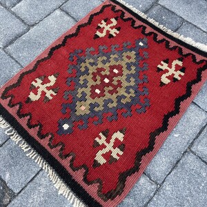 Vintage Decorative Oriental Turkish Kilim Rug, 1.4 x 1.2 ft, Small Kilim Rug, Handmade Mini Kilim Rug, Home Decor Kilim Rug, 659