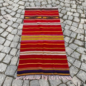 Turkish Jute Kilim Rug, 3.9 x 1.9 feet, Natural Jute Handwoven Rug, Small Kilim Rug, Turkish Kilim Rug, 340