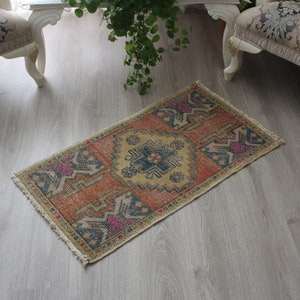 Vintage Small Rug , Free Shipping , tapis turc , tapis coloré , tapis oushak , tapis tissé , tapis fait main , Tapis minables , Chic Rug 19
