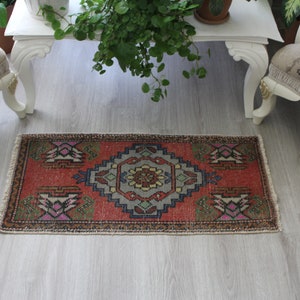 Red Vintage Alfombra Pequeña, Envío Gratis, Alfombra turca, alfombra de colores, alfombra oushak, alfombra tejida, alfombra hecha a mano, Alfombras En Mal estado, Alfombra Chic 34