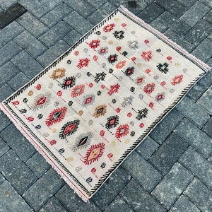 Handmade Turkish Kilim Rug, 3.1 x 2.1 ft, Home Decor Kilim Rug, Bohemian Kilim Rug, Floral Kilim Rug, Vintage Decor Rug, 644