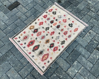 Handmade Turkish Kilim Rug, 3.1 x 2.1 ft, Home Decor Kilim Rug, Bohemian Kilim Rug, Floral Kilim Rug, Vintage Decor Rug, 644