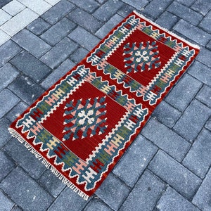 Kilim Runner Rug, 2.9 x 1.4 ft, Runner Kilim Rug, Turkish Kilim Rug, Vintage Kilim Rug, Bohemian Kilim Rug, Decorative Kilim Rug, 650