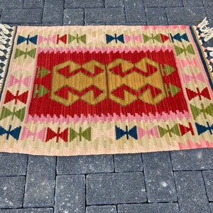 Vintage Kilim, Turkish Kilim, 3x2 ft, Small Kilim, Home Decor Kilim, Handwoven Kilim, Kitchen Kilim, 349