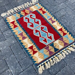 Vintage Kilim, Turkish Kilim, 2.5 x 1.9 ft, Small Kilim, Home Decor Kilim, Handwoven Kilim, Kitchen Kilim, 357