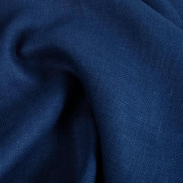 Herringbone 100% lin tissu lin bleu noir. poids moyen. 150gsm par cour par mètre pour les vêtements de rembourrage gris brun