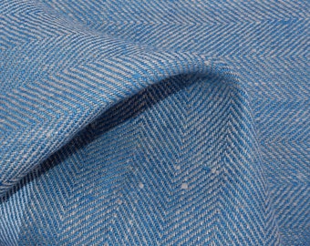 Visgraatbinding Zware linnen stof op maat gesneden meterblauw 150 cm breed zware meubelstof stevige TWILL