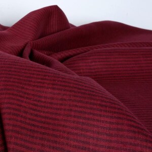PURE linen burgundy stripes medium weight 100% linen fabric black striped lightweight natural flax red striped