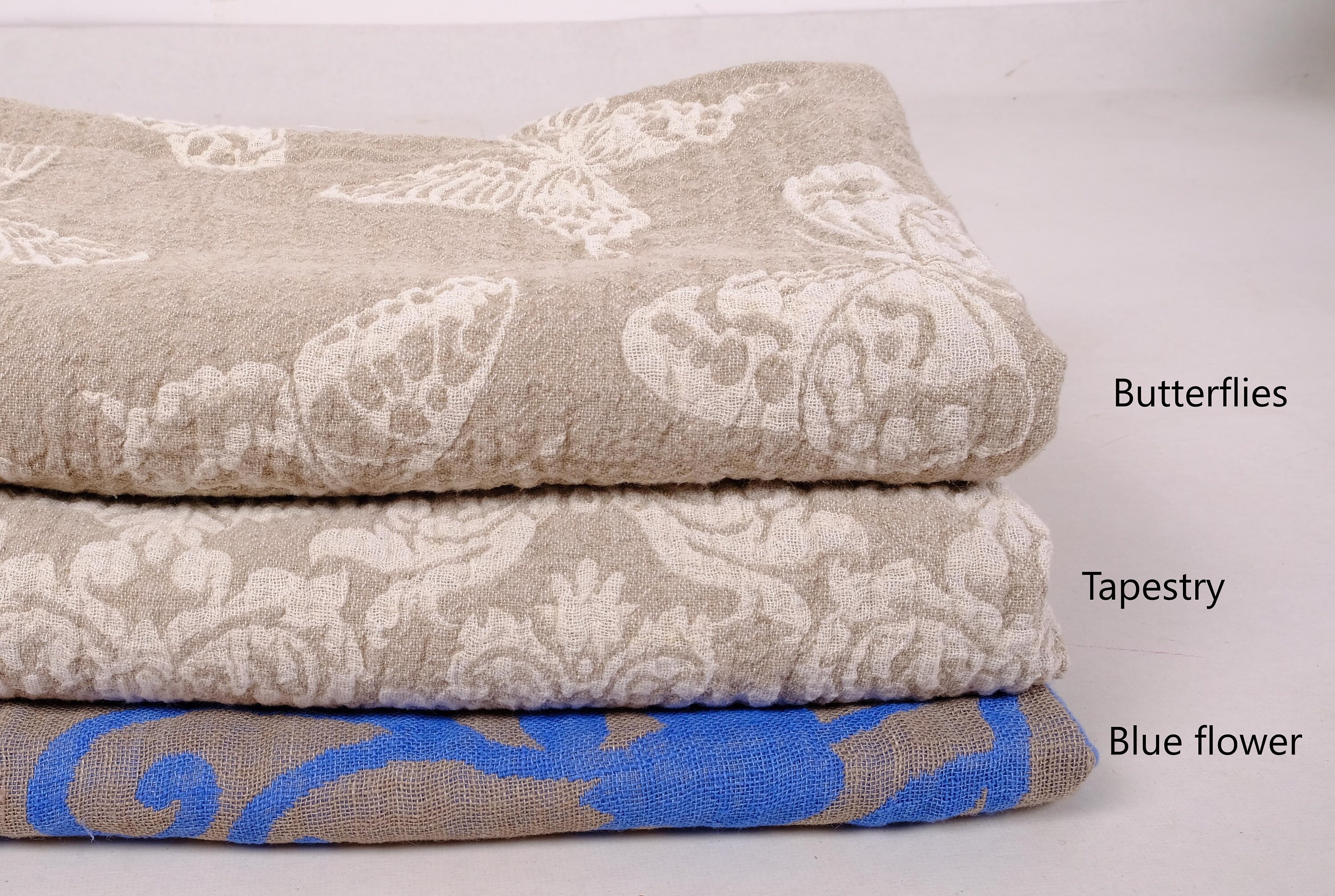 Jacquard Heavy Weight Linen Fabric by Yard by Meter Navy Blue Etsy