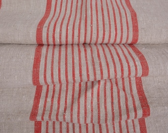 Heavy Weight Striped Linen fabric by the yard meter in BLACK 260 gr/m2, 140cm width for  upholstery blue RED GREEN sack linen