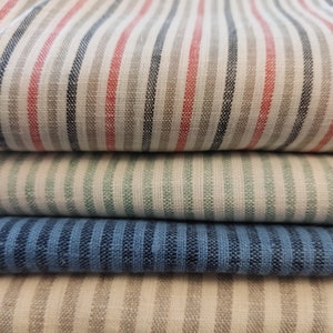 PURE linen blue stripes medium weight 100% linen fabric by half yard by the meter 150 cm width 180 gsm striped lightweight natural flax