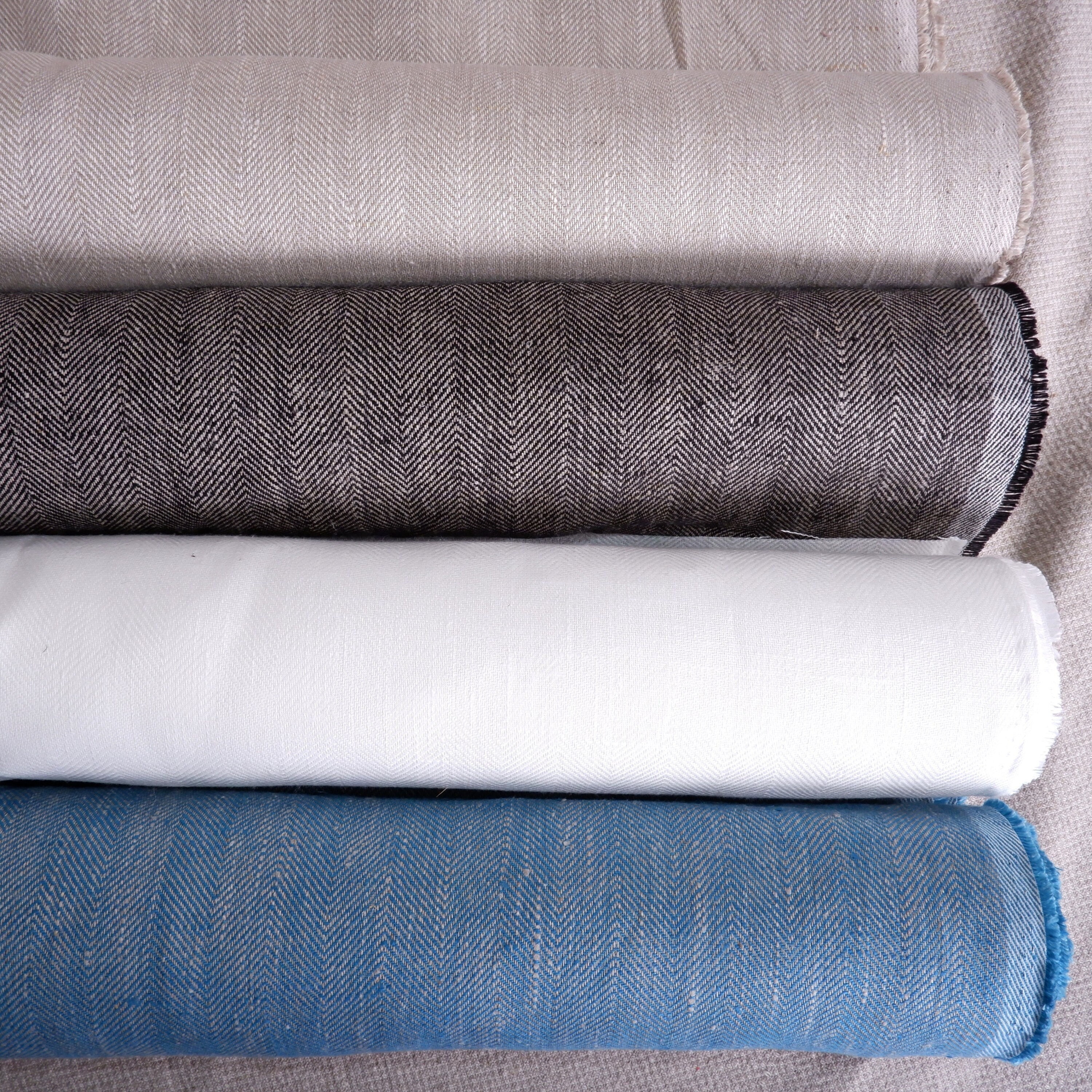 Linen Fabric Weave Herringbone Heavy Weight Linen Fabric by