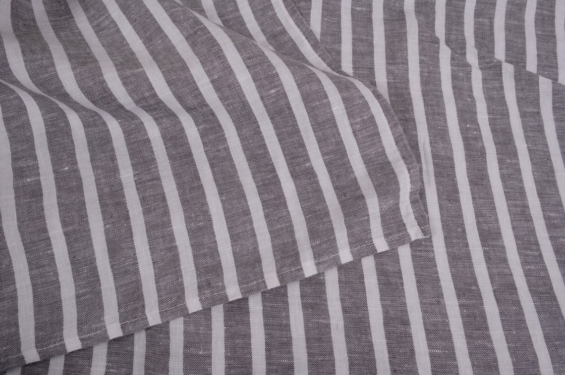 Black Stripes PURE Linen Lightweight 100% Linen Fabric by Half - Etsy UK