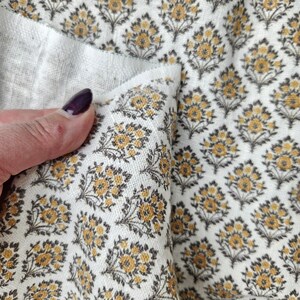 Yellow print linen fabric by the yard upholstery natural nursery yellow block print fabric kitchen decor heavy weight flinen fabric