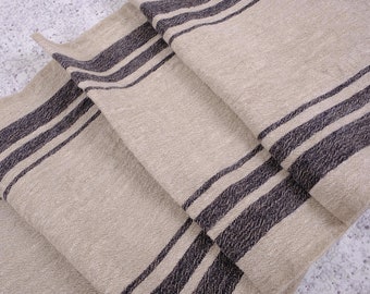 French Linen Cloth Heavyweight Vintage Stripe Linen