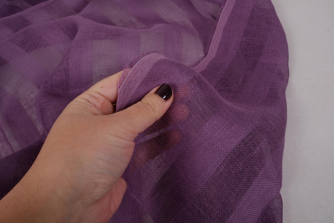 EXTRA WIDE Gauze 100 Linen Fabric Flax Blue Stripes Black Etsy UK