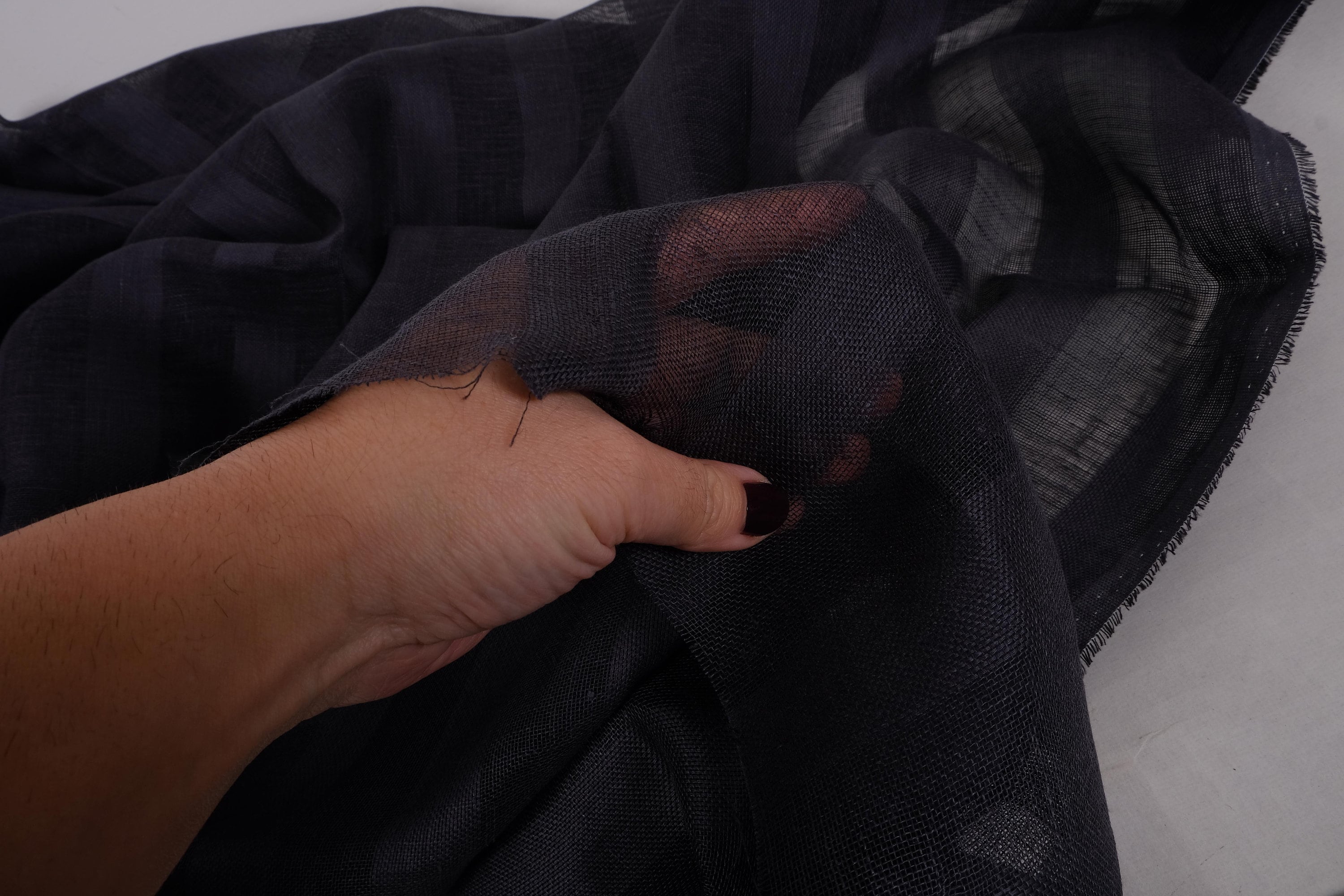 EXTRA WIDE Gauze 100 Linen Fabric Flax Blue Stripes Black Etsy