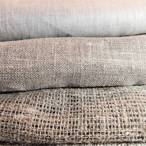 PURE Medium weight linen fabric by the yard meter natural 150 cm width 400gsm 200gsm upholstery curtains sewing extra heavy gauze sack image 2