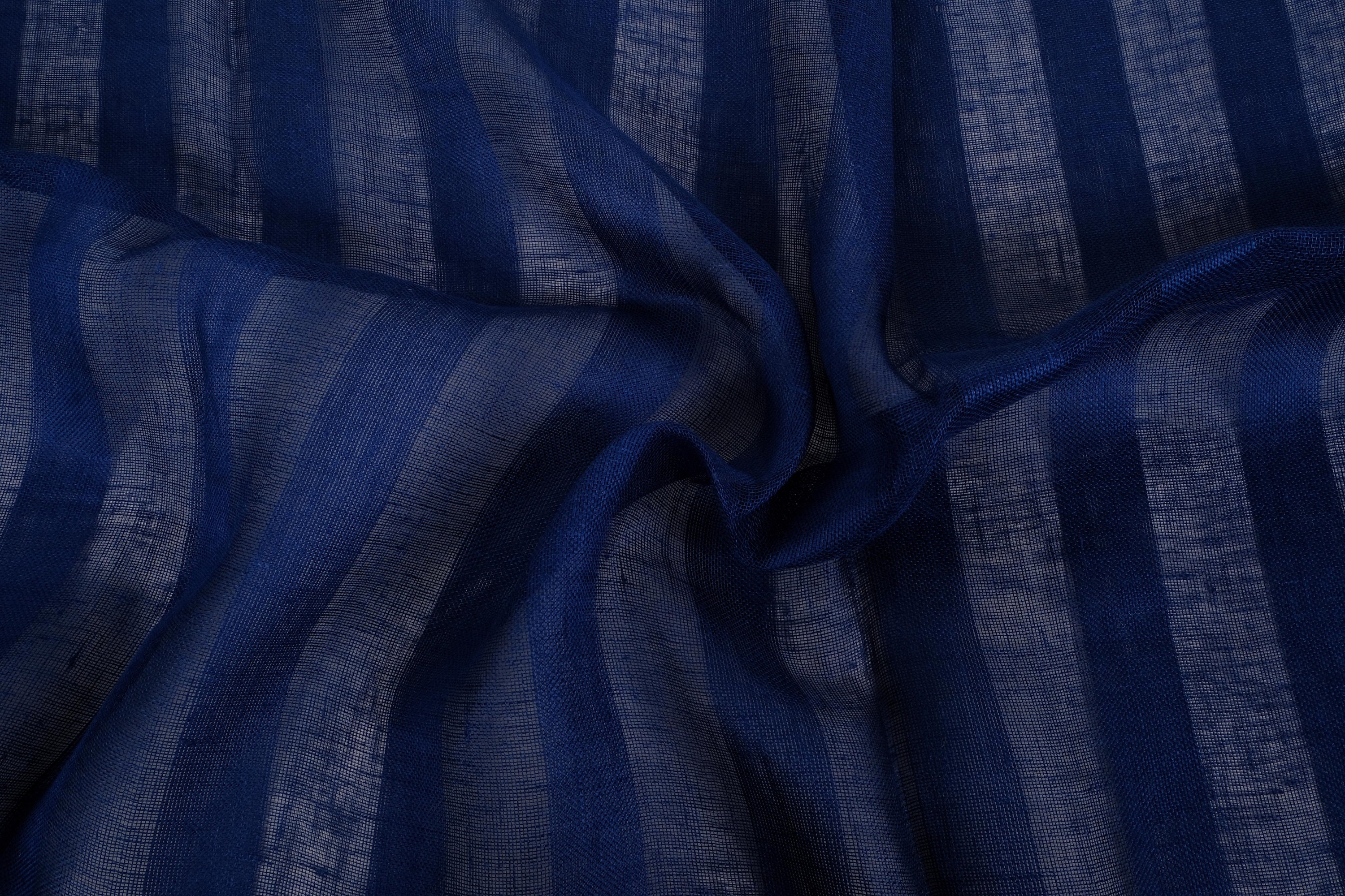 EXTRA WIDE Gauze 100 Linen Fabric Flax Blue Stripes Black Etsy