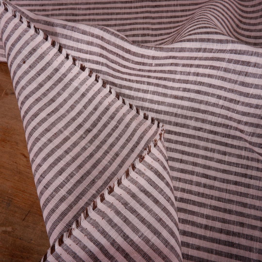 PINK Stripes Linen Fabric Lightweight 100% Linen Fabric by Yard Striped ...