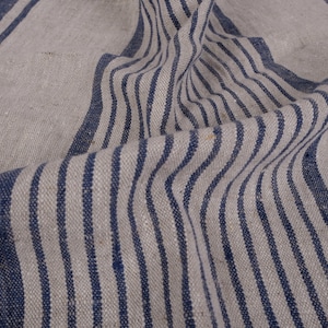 Heavy Weight Striped Linen fabric by the yard meter in navy 260 gr/m2, 140cm width for  upholstery, curtains blue RED GREEN sack vintage