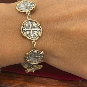 Atocha Shipwreck Silver Coin Bracelet: 14k Gold Bezel, Mel Fisher Treasure