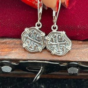 Atocha shipwreck treasure Mel fisher silver coin dangle earrings