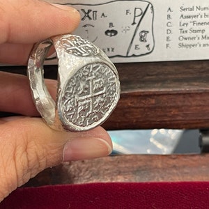 Atocha shipwreck treasure large coin ring made from atocha silver bars