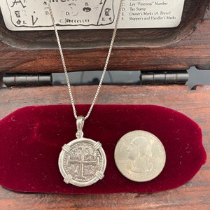 Atocha Shipwreck Treasure Mel fisher pendentif pièce en argent avec chaîne en argent sterling 925