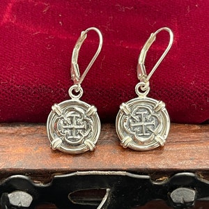 Atocha shipwreck treasure Mel fisher silver coin dangle earrings