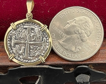 Atocha Shipwreck Silver Coin Pendant: Mel Fisher Treasure, 14k Gold Bezel